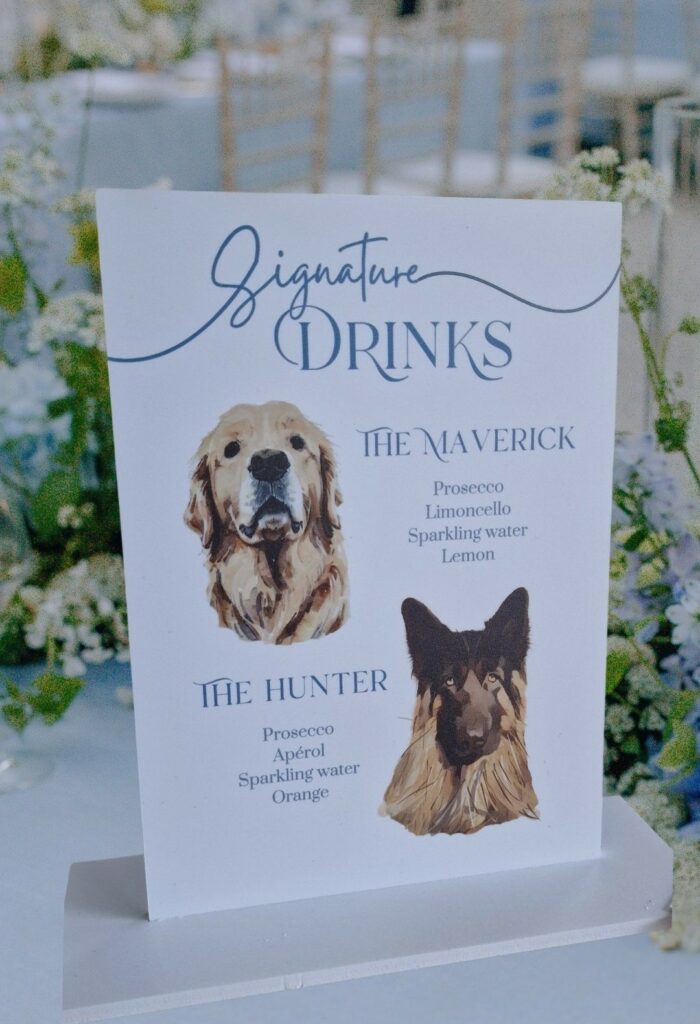 SCOTTISH GRACE MEETS PROVENCE ROMANCE -WEDDING STATIONNERY carte cocktail